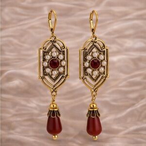 Vintage Ruby Bronze Brushed Earrings